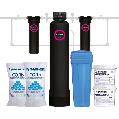 Комплект коттеджной системы Barrier Ace ULTRA А 1,2 с защитой от конденсата (обезжелезивание и умягчение воды)