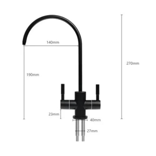 Кран для чистой воды двухходовой (цвет - темно серый)